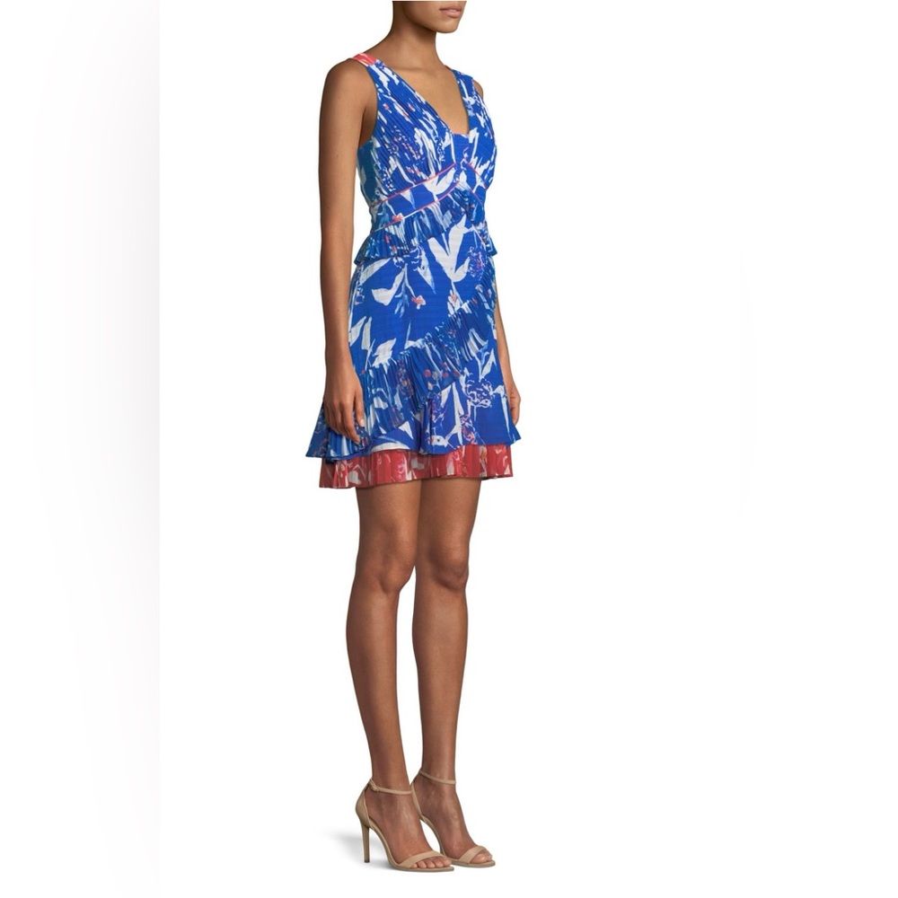 Tanya Taylor Eva Pleated Tulip-Print Mini Dress